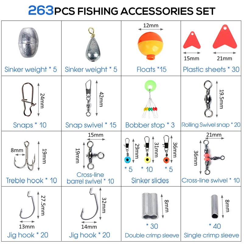 263 pçs conjunto de acessórios - Tackle Box avaliação e preço